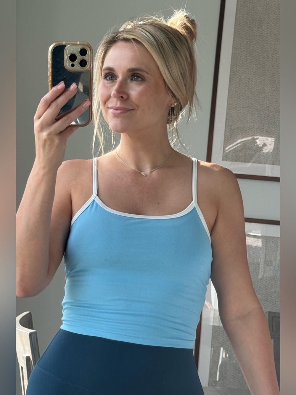 Blue Cropped Camisole with White Trim